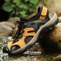 Brand New Men Summer Sandals High Quality Leather Casual Shoes Man Style Beach Sandals Fashion Velcro Men Sandals Big Size 38-48. 