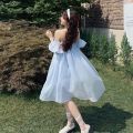 Sweet Sleeveless Dress Women Bow Princess Style Summer A-line Dating Party Casual Trendy Vestdios Female Girls Korean Version. 