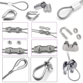 30 Turnbuckle M5 Wire Tensioner Set With Turnbuckle Wire Rope Clamp Thimbles Press Clamp For Tightening. 