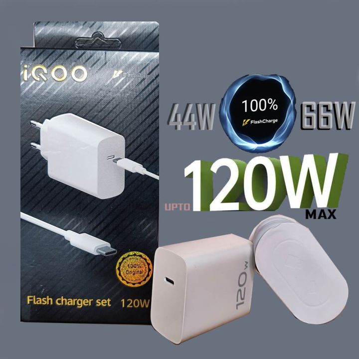 Vivo iQOO 120W Flash Charger Power Adapter with cable