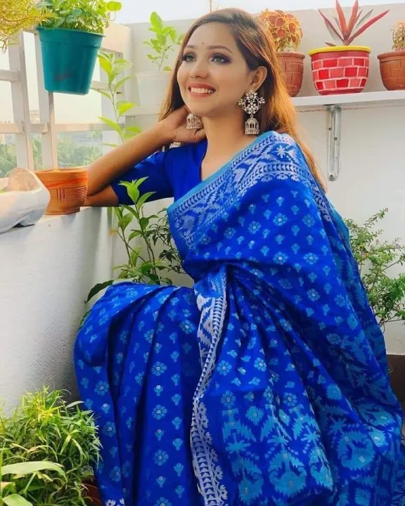 Jamdani%20Sarees%20For%20Women%20Blue%20-%20Image%203