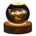 LED Crystal Ball Night Light Milky Way System Crystal Ball 3D Engraved Glass Ball Night Lamp with Wooden Base for Art Decoration.