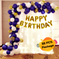 Blue Theme Birthday Decoration Combo Pack With Banner, Net Curtain, Balloons, Confetti Balloons, Balloons Arc and Both Side Tape Full Package- (Pack of 95 Pcs).