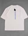 The North Face Vertical logo backprint t-shirt in white/Blue. 