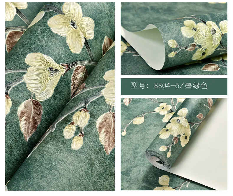 Vintage Damask Floral Wallpaper Roll - Textured Green Stripes, Non-Woven, 57 Sq Ft Per Roll - View #8