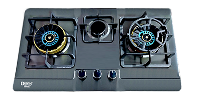 Disnie Automatic 3 Burner Black Steel Top Gas Stove -NG
