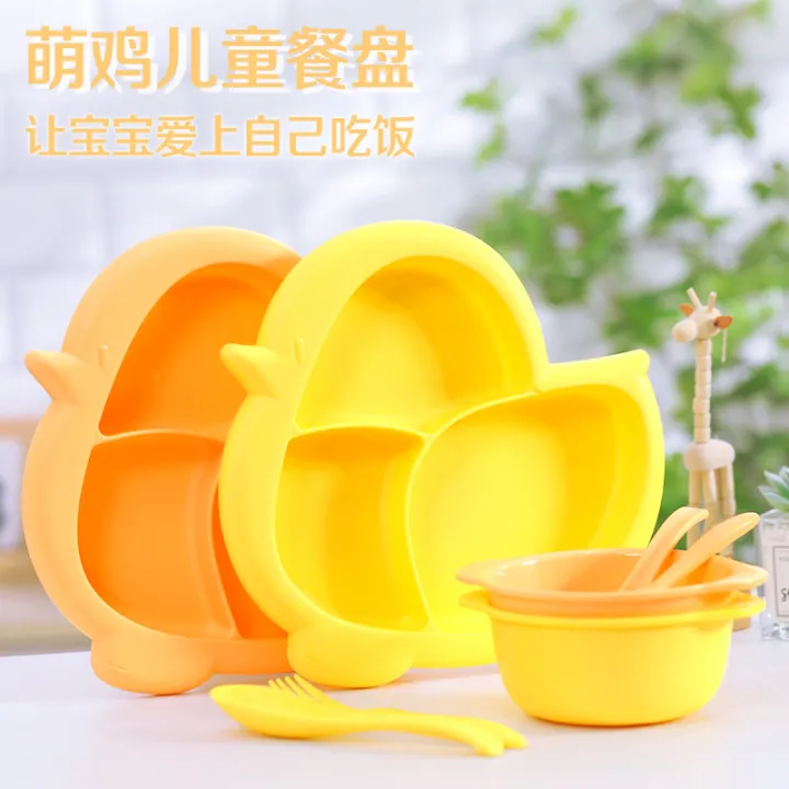 Cartoon%20children's%20dinner%20plate%20plastic%20compartment%20baby%20meal%20plate%20baby%20food%20bowl%20fork%20spoon%20feeding%20tableware%20food%20compartment%20set%20-%20Image%202