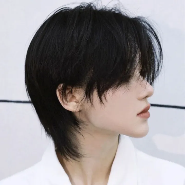 Wolf%20Tail%20Wig%20Men's%20and%20Women's%20Short%20Hair%20Internet%20Celebrity%20Same%20Style%20Natural%20Realistic%20Japanese%20Warrior%20Head%20Same%20Style%20Anchovy%20Head%20Full-Head%20Wig%20Style%20-%20Image%202