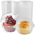 100Pcs Disposable Dessert Cups with Lids 8oz Reusable Cupcake Container Clear Square Single Dessert Box Sealed Cake Storage Box. 