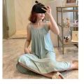 Mid-Length Spring and Summer Nightdress Women's Sling Jumpsuit Korean Style Spring, Summer, Autumn Season Cute Girl Pajamas Homewear.