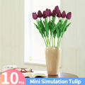 10pcs/lot PU single small silk Tulips Artificial Silk Tulips Flores Bouquets flowers for house Wedding decoration cheap Flower.