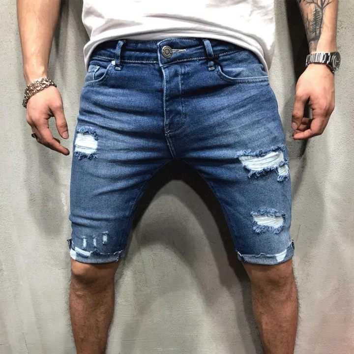 Mens%20Denim%20Chino%20Shorts%20Super%20STRETCH%20Skinny%20Slim%20Summer%20Half%20Pant%20Cargo%20Jeans%20-%20Image%206