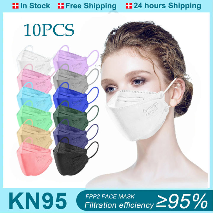 12 Colors KN95 Face Mask Adult 10pcs Face Shields Cover Solid Masks fpp2 Mask Breathable Prevention FFP2 CE Masks Mascara