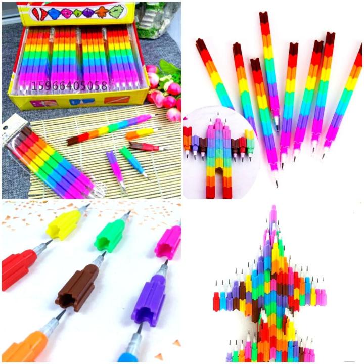 Rainbow Rocket stackable pencil 8 in 2 piece
