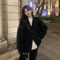 Autumn and Winter New Lazy Wind Sweater Cardigan Coat Women's Korean-Style Mid-Length Outerwear Student Knitwear Loose All-Matching. 