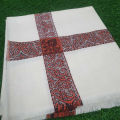 Beautiful Design Comfortable Pure Cotton Kashmiri Rumal for Men-White.