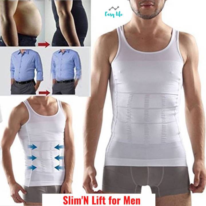 Slim N Lift - Slimming Shirt For Men/Slim N Lift Slimming Vest For Men/Slim N Lift Men/Slim N Lift Men Sliming Belt White