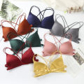 Front Buckle Korean Style Girls' Clothing All-Match Beauty Back Cross Spaghetti Strap Early High School Student Underwear Push up Small Size Bra.