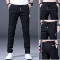 One Piece Dropshipping Summer New Men's Casual Pants Korean Slim-Fit Imitation Denim Straight Men's Casual Elastic Waist Pants.