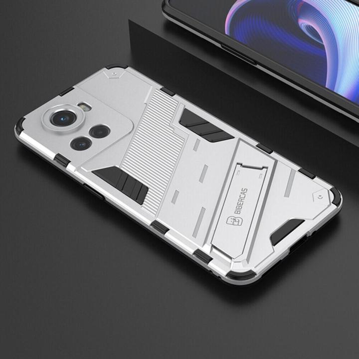 lthmy for OnePlus 10R Cover Shockproof Hard Case Full Protection Back Cover Punk Casing with Kickstand