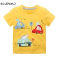 SAILEROAD Summer T Shirt Cotton Short Sleeve Cartoon Vehicles Excavator T-shirts Kids Tee Girl Tops Boys Children Clothes.