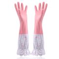 Thicken Dishwashing Gloves Waterproof Rubber Plus Velvet Winter Kitchen Durable Washing Dish Washing Rubber Household. 