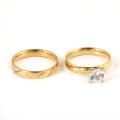 Hua bridal wedding ring stainless steel gold hao finger set fashion promise stone engagement jewelry ladiescosplay.