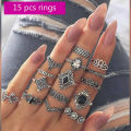 15 Pcs Different Trendy Finger Ring Set for Women - Ring For Girls. 