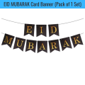 EID Mubarak Hanging Card Banner – Premium Black & Gold Decoration for Eid Party & Home (Pack of 1 Pcs).
