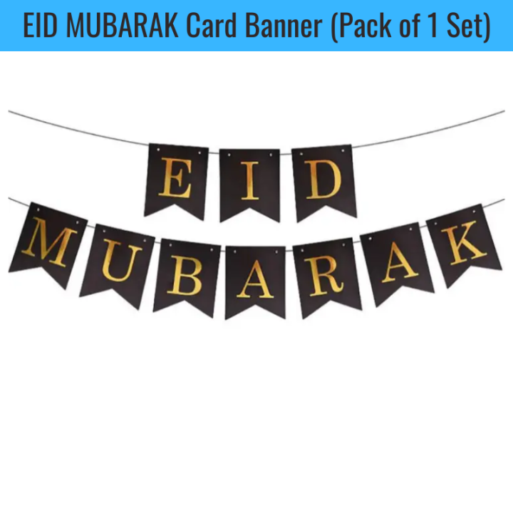 EID Mubarak Hanging Card Banner – Premium Black & Gold Decoration for Eid Party & Home (Pack of 1 Pcs)