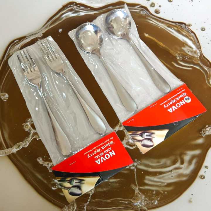 Lightweight 12pcs Stainless Steel Spoon Set, Including 6 Fork and 6 Round Sup Spoons, Silver Color, 15cm Long, for Tableware, Super Cutlery(Upstore)