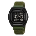 SKMEI 2495 Dual Time Waterproof Digital Sports Watch for Men – Multifunctional Electronic Wristwatch - Dark Green Nylon. 