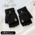 New Men's Winter Gloves Keeping Warm Dual-Purpose Student Half Finger Flip Jacquard Knitted Gloves Order.