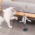 Interactive Cat Toy Funny Cat Stick Toy Playing Teaser Wand with Suction Cup Simulation Feather with Bell Self-hi Cat Toys.