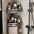 1/2/3pcs Bathroom WC Wall Shelf Triangle Shower Storage Rack Bath Shampoo Wall Free Punching Black Aluminum Toilet Corner Shelf. 