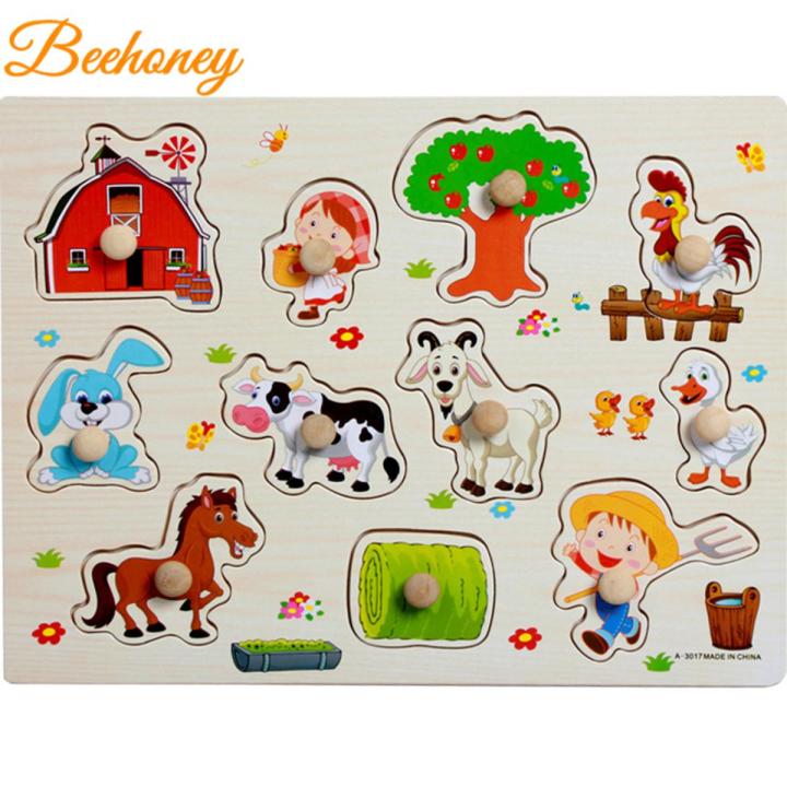 Baby Puzzle Educational Toys Wooden Animal Numbers Alphabets 3d Jigsaw Puzzle Toys For Children Gifts