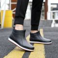 Rain boots men's four seasons Korea short tube low top fashion velvet rain boots anti-slip wear-resistant water shoes work waterproof rubber shoes.