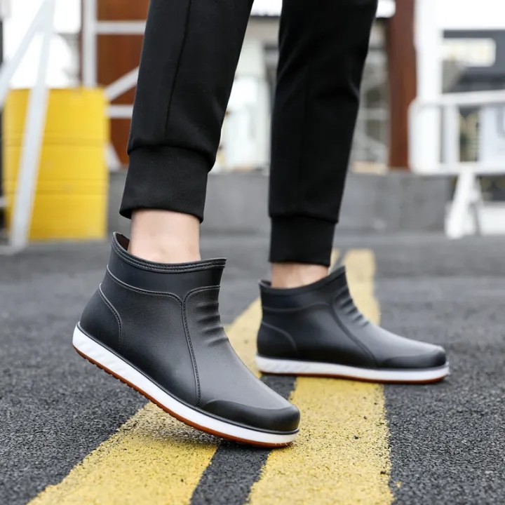 Rain%20boots%20men's%20four%20seasons%20Korea%20short%20tube%20low%20top%20fashion%20velvet%20rain%20boots%20anti-slip%20wear-resistant%20water%20shoes%20work%20waterproof%20rubber%20shoes%20-%20Image%204