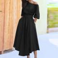 Women Elegant Sexy Off Shoulder Party Dress 2021 Summer Tie-Up A-Line Dress Office Lady Casual Short Sleeve Pocket Dress Vestido. 
