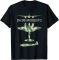 Mosquito British WW2 Fast Fighter Bomber Plane Diagram T-Shirt Short Sleeve Casual 100% Cotton O-Neck Summer Men Tees.