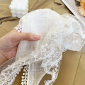 French White Rustic Style Head Scarf Lace Triangle Scarf Hair Band French Wrap Head Summer Sunscreen Thin Section Head Scarf Breathable Versatile Fashion Fluttering Ribbon Silk Scarf. 