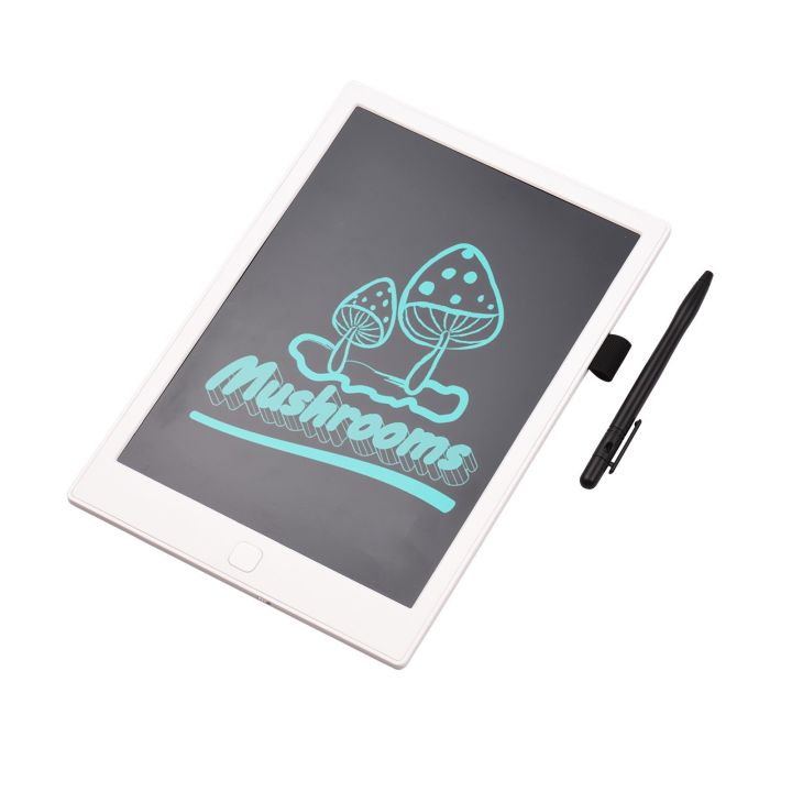 LCD writing pad with 10 inch monochrome screen, touch pen for writing notes for toddlers - white