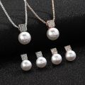 Fashion Women Elegant Imitation Pearl Necklace Earrings Rhinestones Geometry Necklaces Bride Wedding Party Jewelry Set Gifts New. 