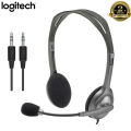 Logitech H110 Wired Headset, Stereo Headphones with Noise-Cancelling Microphone, 3.5-mm Dual Audio Jack, PC/Laptop - Black. 