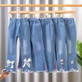 Baby Girls Cowboy Pants Spring Autumn Girls Casual Denim Trousers Children Clothing Kids Stretch Flared Pants for 4-10 Years. 