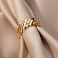 Zircon Bar Rings For Women Gold Plated Stainless Steel Bar Opening Ring 2023 Trending Luxury Wedding Aesthetic Jewelry anillos.