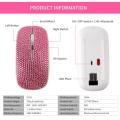 2.4G Wireless + Bluetooth 5.0 Dual Mode Mouse Rechargeable Computer RGB Light Mause Silent Click Pink Crystal Mice For Women. 