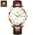 "Olevs 6898 PU Leather Analoge Wrist Watch For Men. 