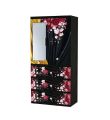 ACI Titanium Glass Almirah 3D Silk Rose Black. 