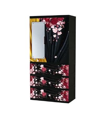 ACI Almirah Glass 3 Drawer- Florentina Rose Wood